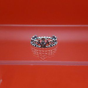 Size 7 925 Sterling Silver Cubic Zirconia Unique Crown Ring